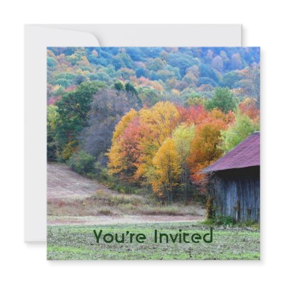 Fall Foliage Tobacco Barn Party Shower Invitation by SmilinEyesTreasures