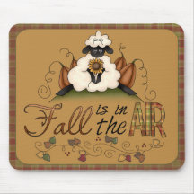 "Fall is in the Air" Autumn Sheep Mousepad