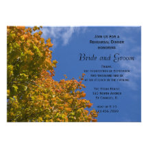 Fall Leaves and Blue Sky Rehearsal Dinner Invite