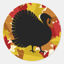Fall Leaves And Turkey Silhouette Stickers