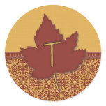 Fall Leaves Letter T Sticker