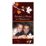 Fall leaves orange red white wedding Save the Date Photo Card