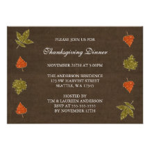 Fall Leaves Sparkle Thanksgiving Party Invitations