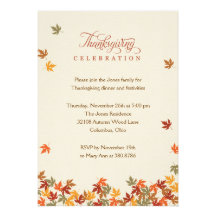 Fall Leaves Thanksgiving Dinner Invitation