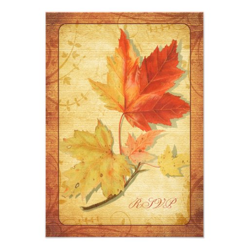 Fall Leaves Wedding Reply Card (RSVP Card) Personalized Announcement