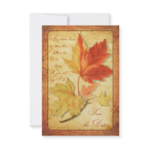Fall Leaves Wedding Save the Date Announcement