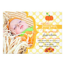 Fall Little Pumpkin Photo Birth Announcement