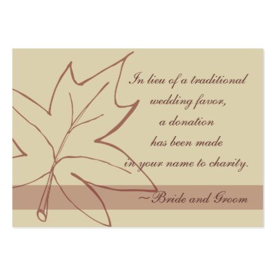 Fall Maple Leaf Wedding Charity Favour Card Business Card Templates by loraseverson