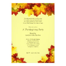 Fall Maple Leaves Thanksgiving Party Invitation
