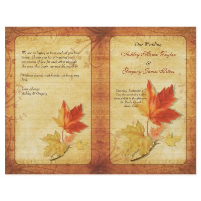 Fall Maple Leaves Wedding Program by wasootch