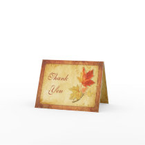 Fall Maple Leaves Wedding Thank You Card