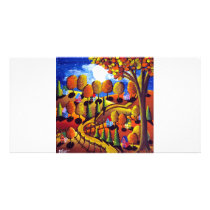 Fall Night Landscape Folk Art