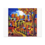 Fall Night Landscape Folk Art Post Card