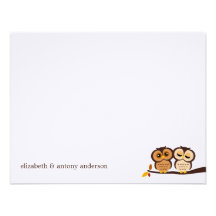 Fall Owls Custom Flat Thank You Notes Personalized Invitation