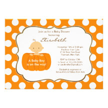 Fall Pumpkin Baby Boy Shower Invitation