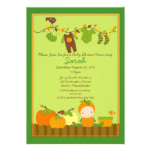 Fall Pumpkin Boy Clothesline Baby Shower Invite