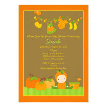 Fall Pumpkin Girl Clothesline Baby Shower Invite