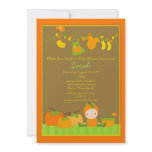 Fall Pumpkin Girl Clothesline Baby Shower Invite