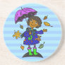 Fall Season Girl Beverage Coaster