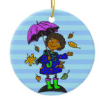 Fall Season Girl Christmas Ornament