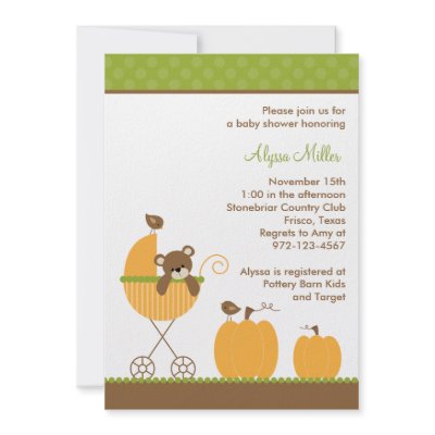 Fall Stroller Baby Shower Invitations by cocoamintprints