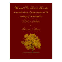 Fall tree Wedding Invitation postcard.