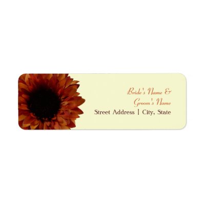 Fall Wedding Address Label Orange Sunflower by thepinkschoolhouse