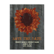 Fall Wedding Barnwood Save The Date Postcard