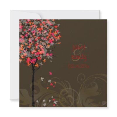Fall wedding/diy background/red maple leaves invitations by custom_stationery