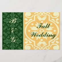 Fall Wedding Green Cream Flyer Template