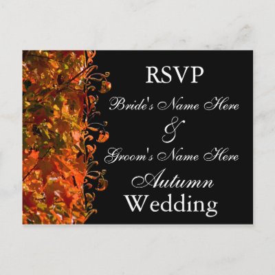 Fall Wedding Invitation Template Autumn Wedding Postcards by TDSwhite
