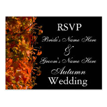 Fall Wedding Invitation Template Autumn Wedding Postcards