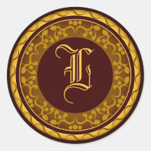 Fall Wedding Monogram Autumn Envelope Seal Sticker
