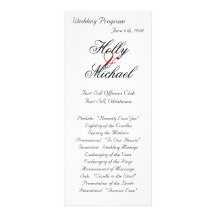 Fall wedding program chic classy colourful reds custom rack card
