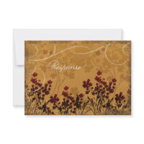 Fall Wedding Response RSVP Card Red & Orange Custom Invite