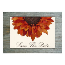Fall Wedding Save The Date - Sunflower & Barnwood Invites