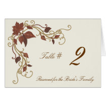 Fall Wedding Table Number Card