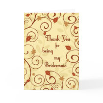Fall Wedding Thank You Bridesmaid Card