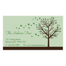 Falling Blossoms - Green Business Cards