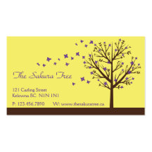 Falling Blossoms - Yellow Business Card Template