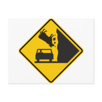 Falling Cow Zone Highway Sign Post Card