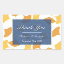 Falling ginkgo leaves blue wedding gift bag tag stickers