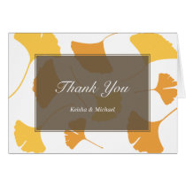 Falling ginkgo leaves grey couple thank you note cards