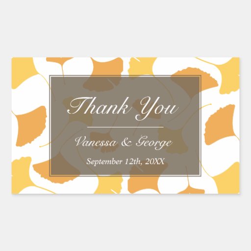 Falling ginkgo leaves grey wedding gift bag tag stickers