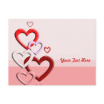 falling hearts pink background postcards