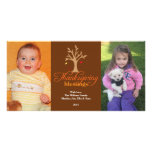 Falling leaves brown branch Thanksgiving blessings Picture Card