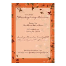 Falling Leaves Thanksgiving Party Invitations