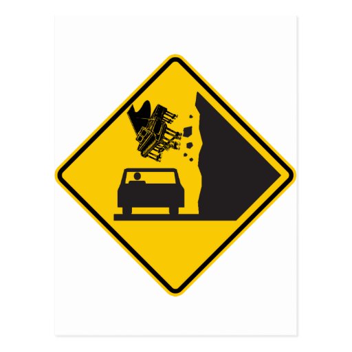 Falling Piano Zone Highway Sign Post Card