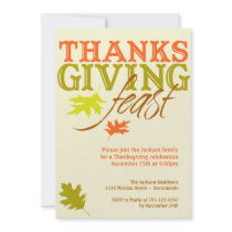 Falling red brown autumn leaves Thanksgiving feast Custom Announcements