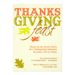 Falling red brown autumn leaves Thanksgiving feast Custom Announcements